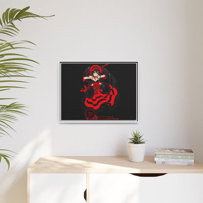 Anime Warrior Red Black Matte Canvas Print — Framed Wall Art