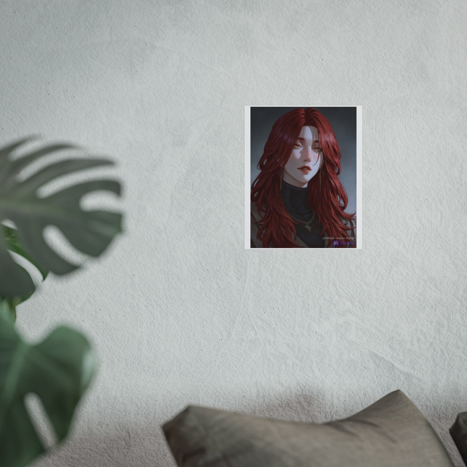 Fine Art Poster — Red-Haired Gothic Portrait, Moody Decorative Wall Art