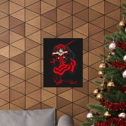 Anime Gothic Poster — Red &amp; Black Kurumi Nightcore Matte Vertical Print