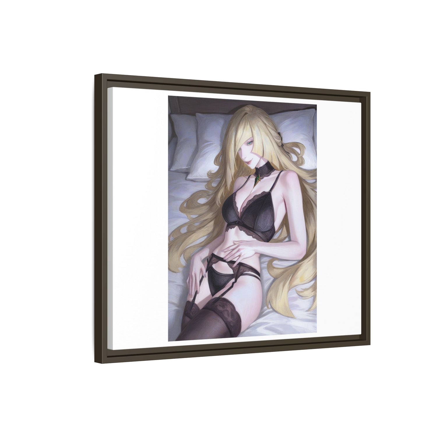 Framed Matte Canvas Print — Sleepy Blonde Anime Pinup