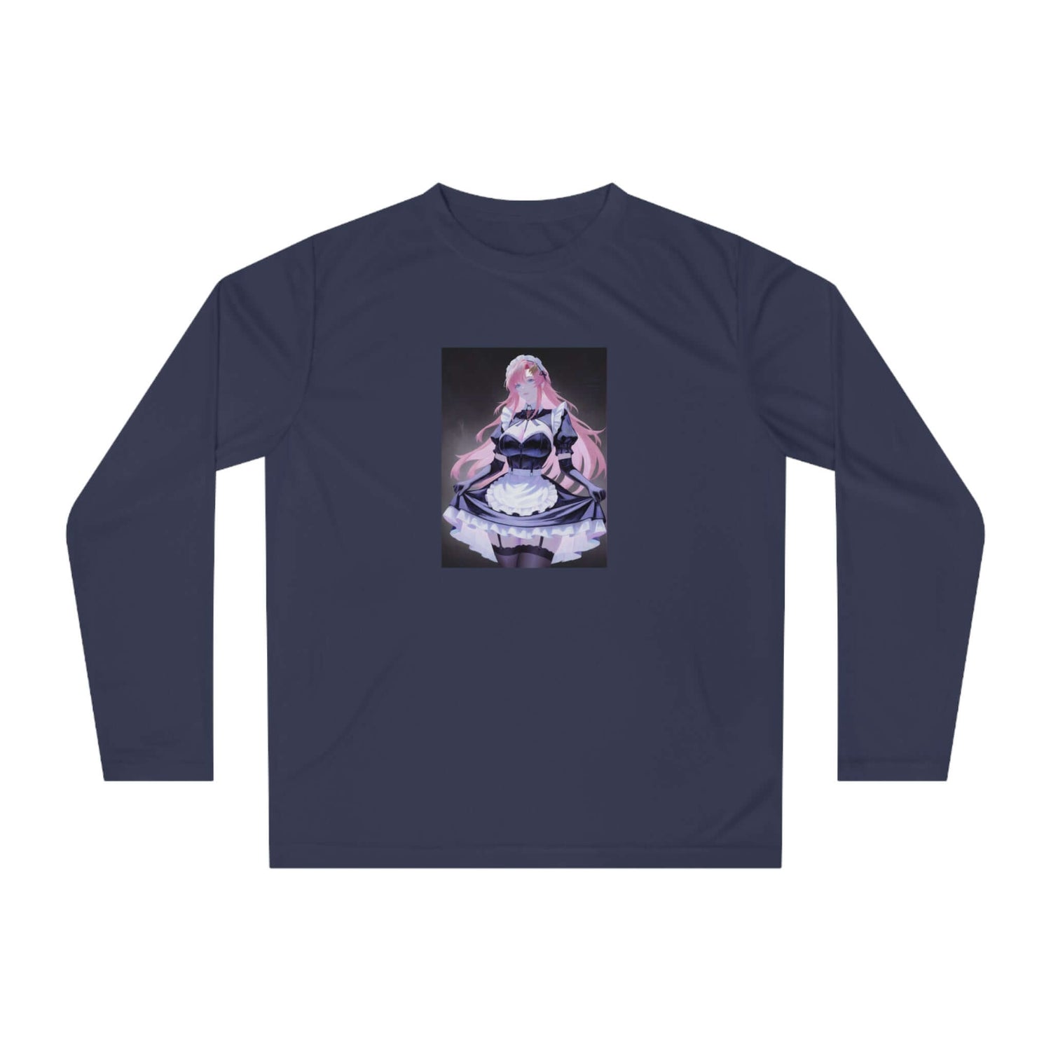 Anime Maid Art Long Sleeve Shirt — Pink-haired Fantasy Maid Graphic