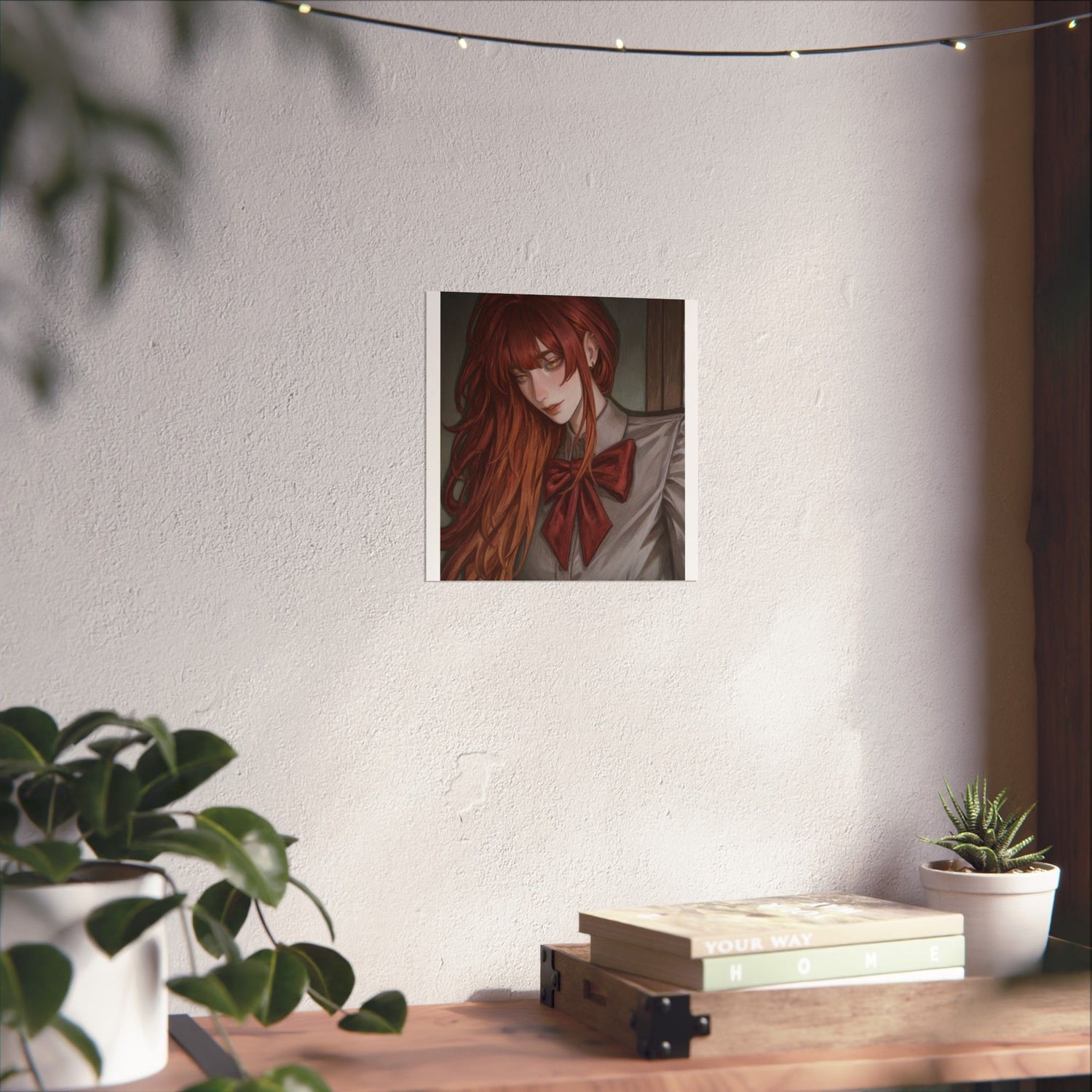 Matte Vertical Poster — Red‑Haired Anime Girl Portrait