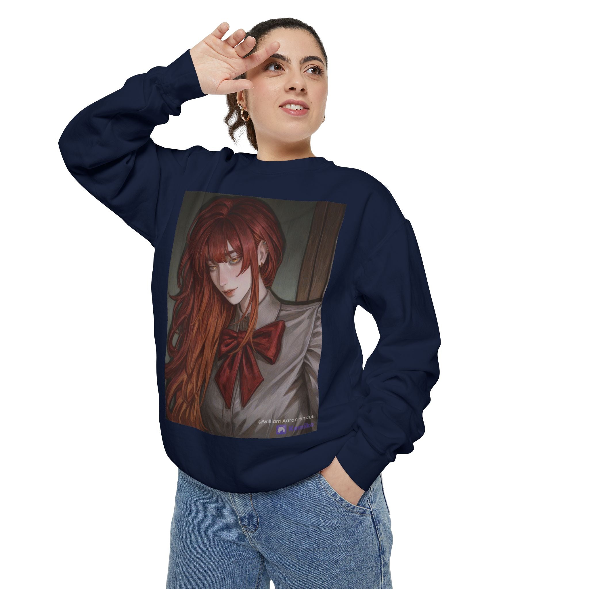 Anime Red-Headed Girl Sweatshirt — Gothic Schoolgirl Art Pullover