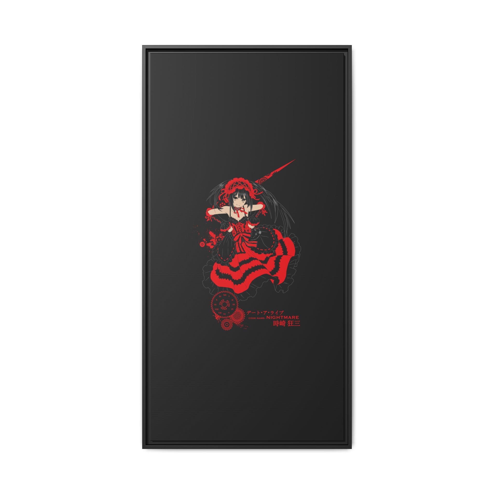 Anime Warrior Red Black Matte Canvas Print — Framed Wall Art