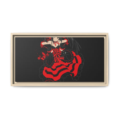 Anime Warrior Red Black Matte Canvas Print — Framed Wall Art