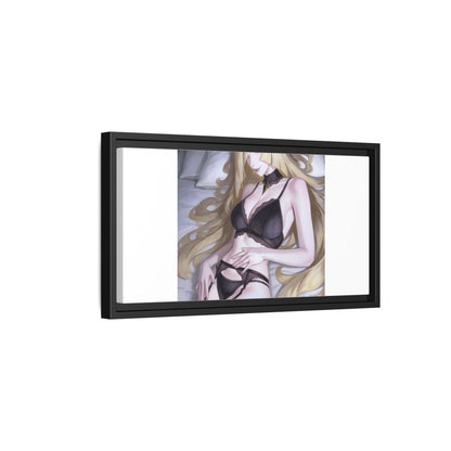 Framed Matte Canvas Print — Sleepy Blonde Anime Pinup