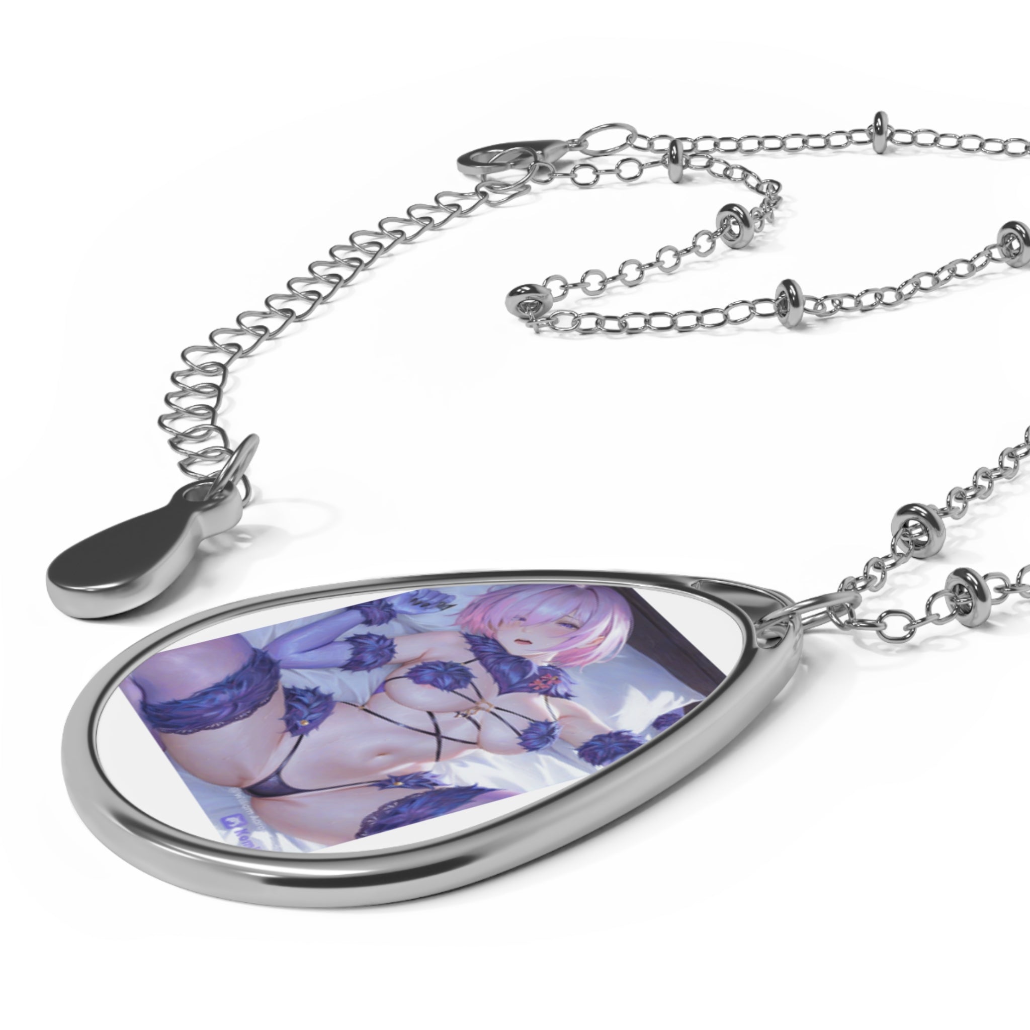 Oval Photo Pendant Necklace — Anime Character Teardrop Locket