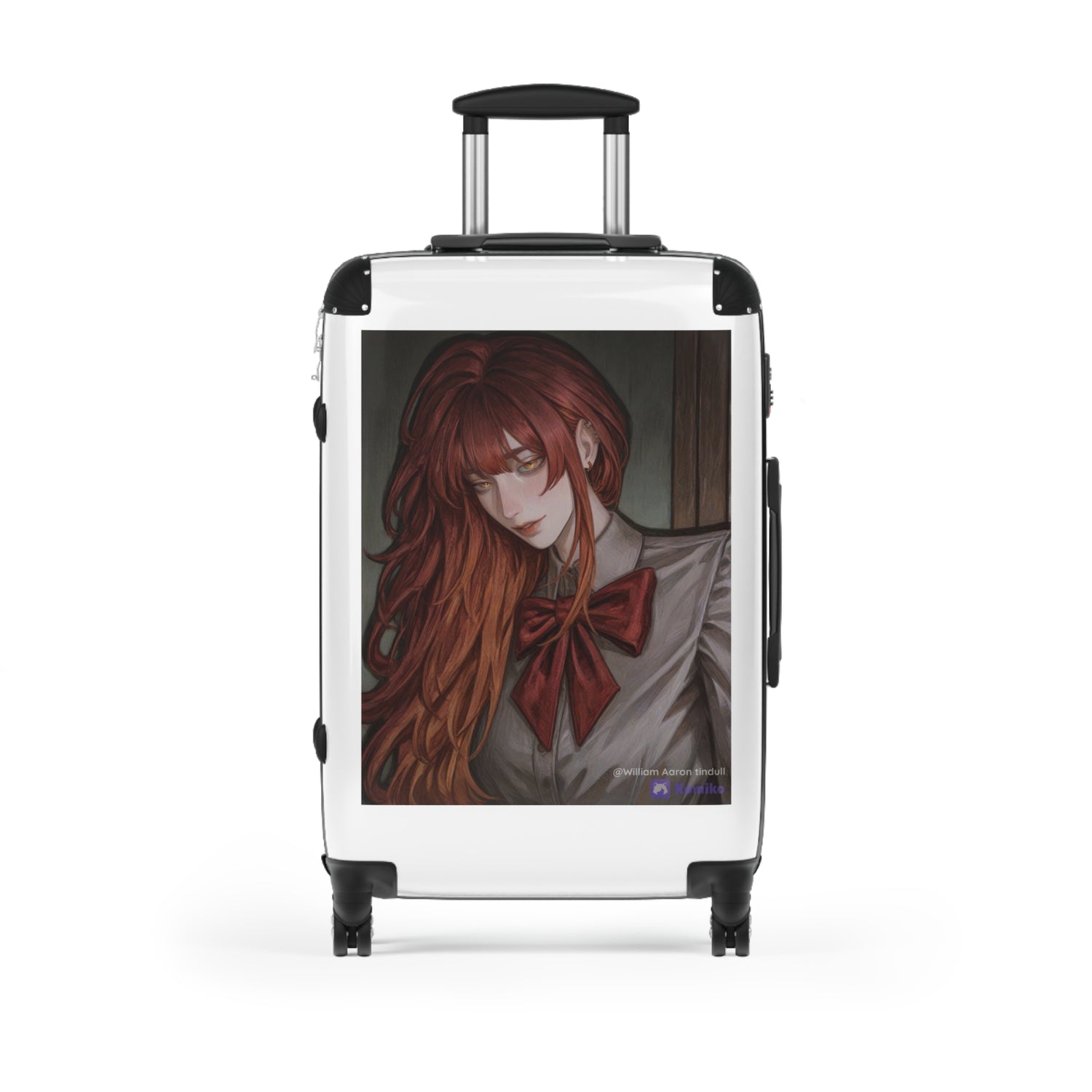 Anime Red-Haired Girl Carry-On Suitcase – School Uniform Portrait Travel Luggage