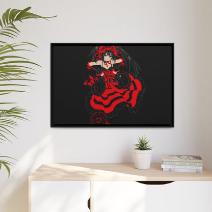 Anime Warrior Red Black Matte Canvas Print — Framed Wall Art