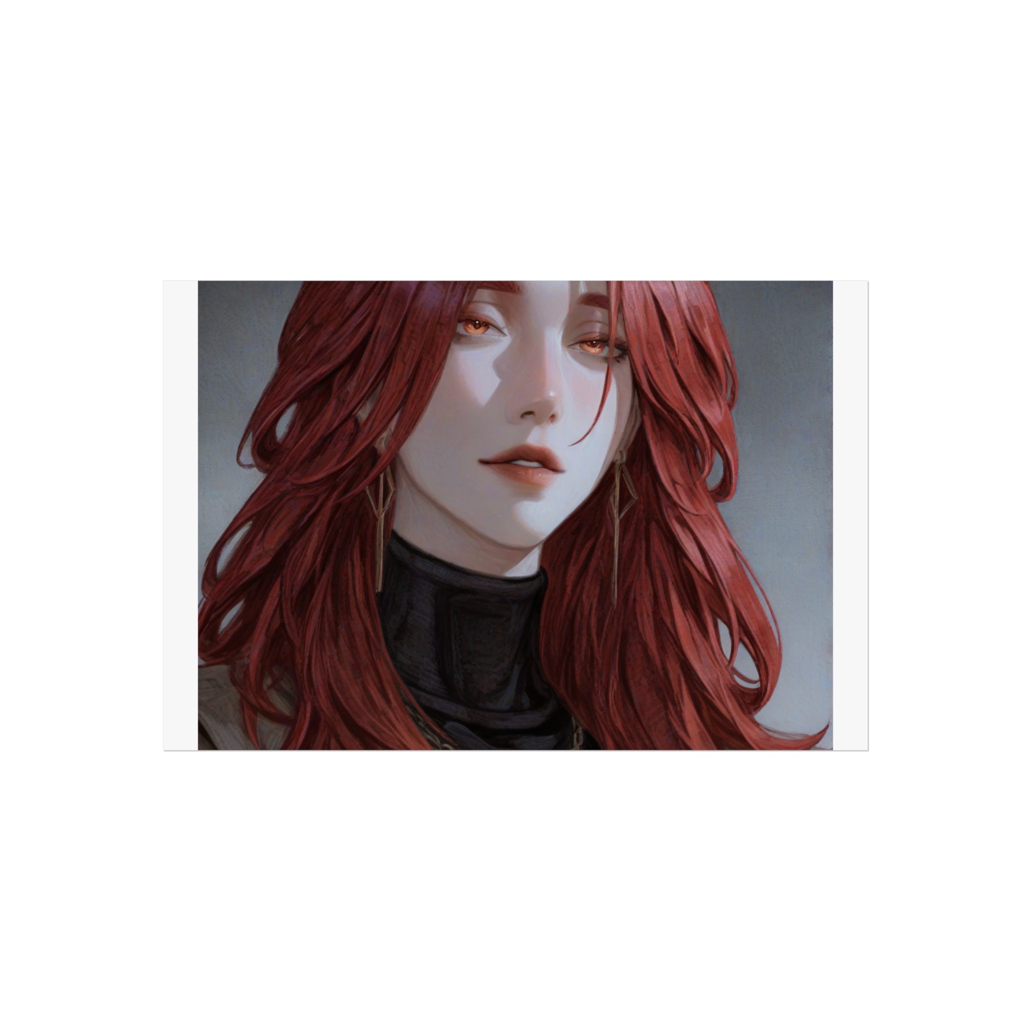 Fine Art Poster — Red-Haired Gothic Portrait, Moody Decorative Wall Art