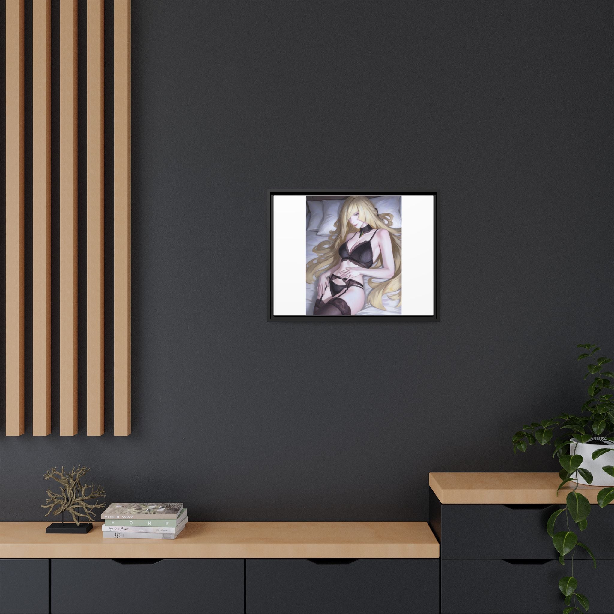 Framed Matte Canvas Print — Sleepy Blonde Anime Pinup
