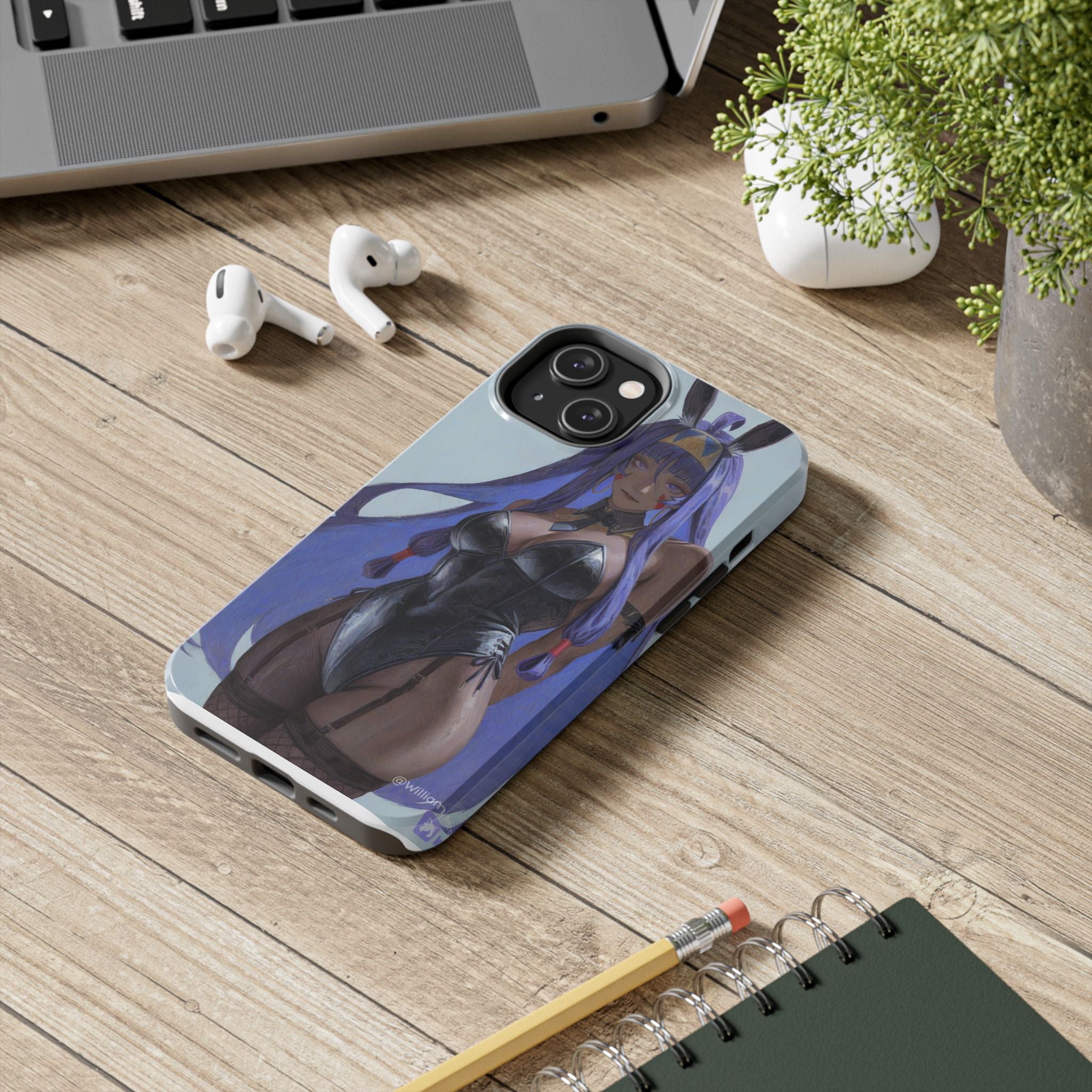 Bunny Girl Tough Phone Case — Anime Purple-Haired Character Protective Cover