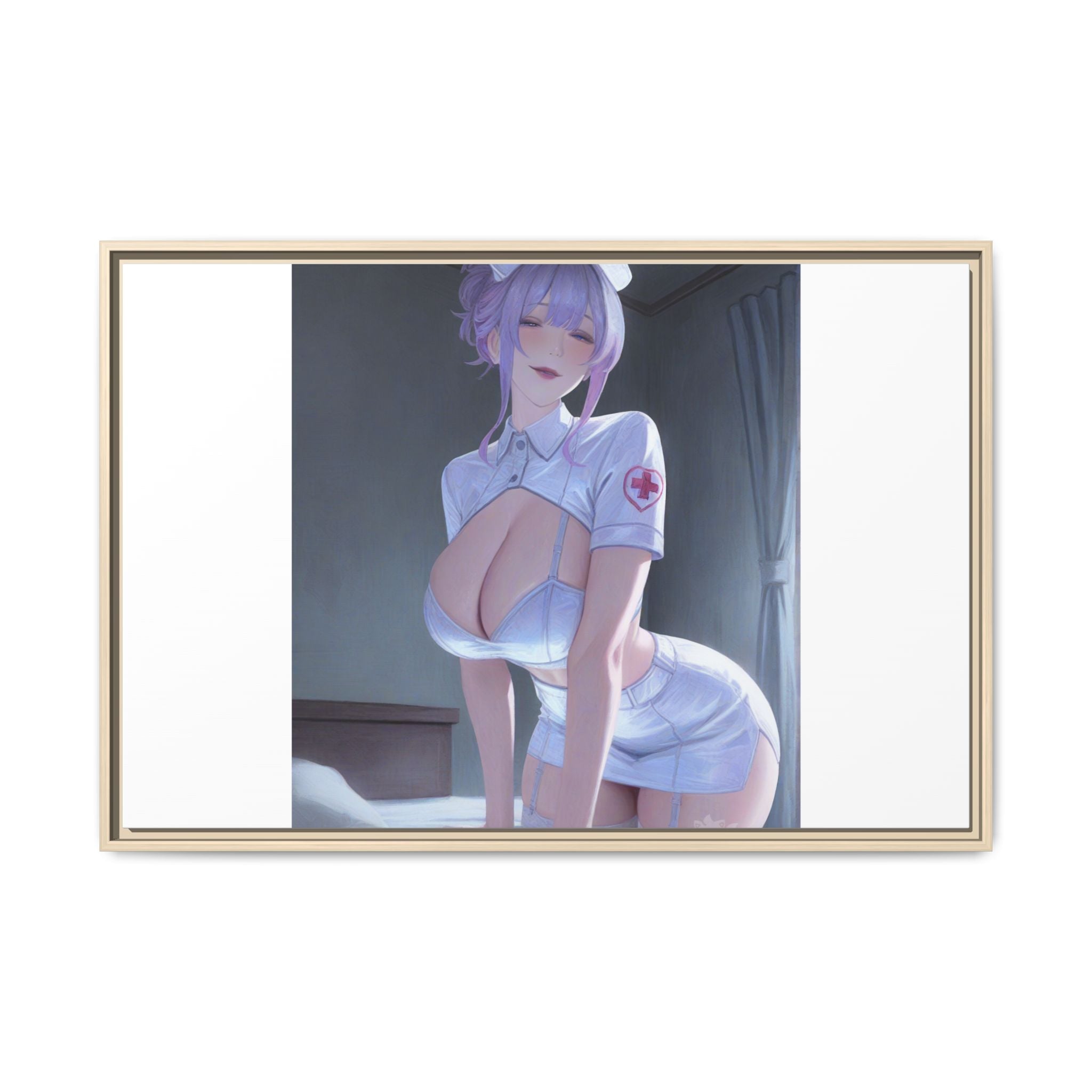 Sexy Anime Nurse Matte Canvas Print (Framed)