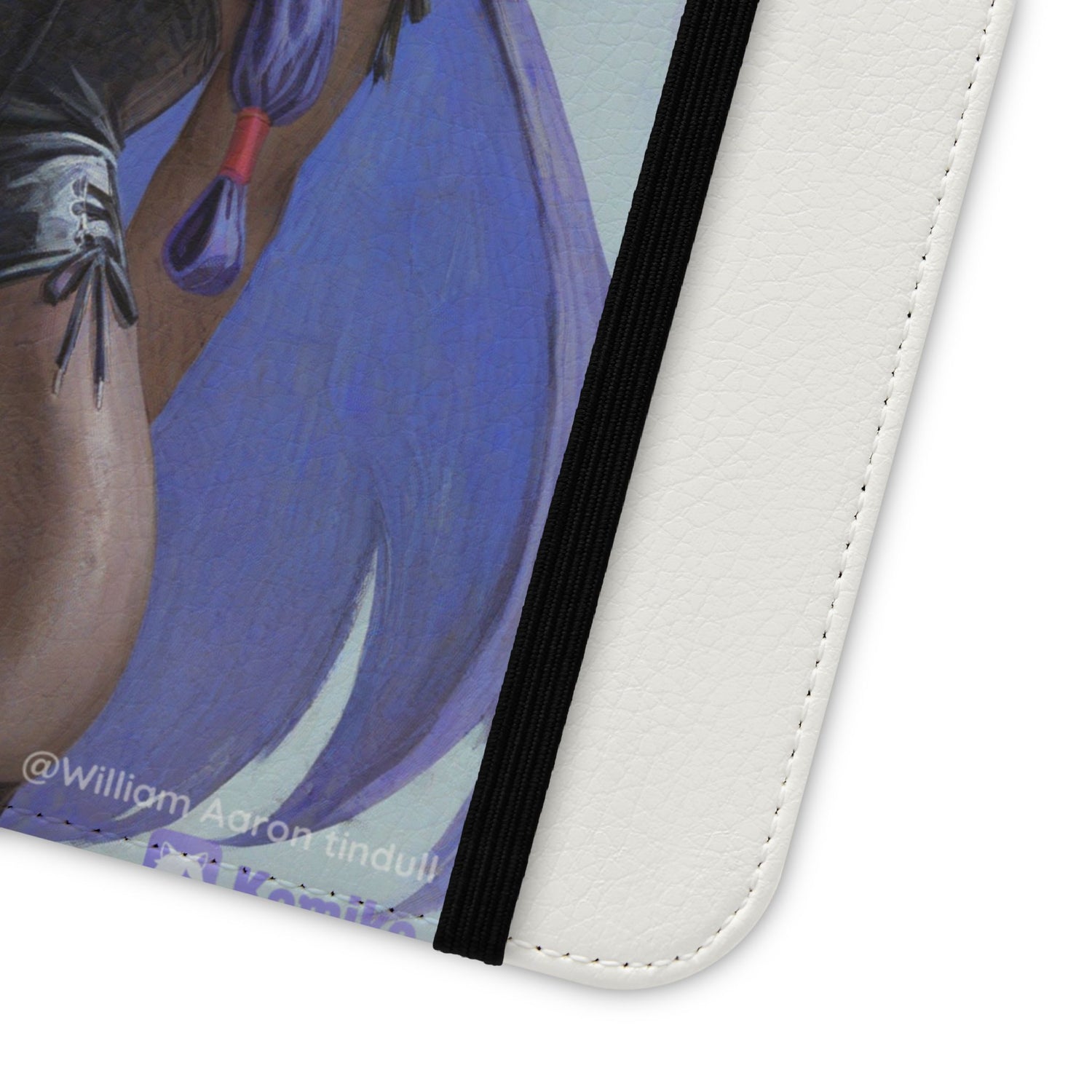 Anime Bunny Girl Flip Case - Purple Long-Haired Character Phone Wallet