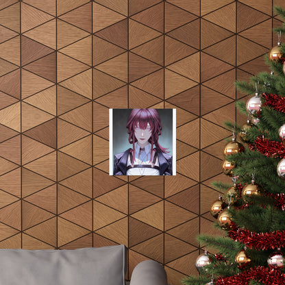 Anime Portrait Poster — Moody Red‑Haired Character Matte Vertical Art Print