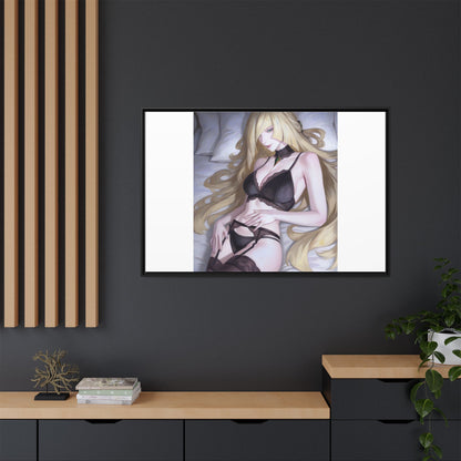 Framed Matte Canvas Print — Sleepy Blonde Anime Pinup
