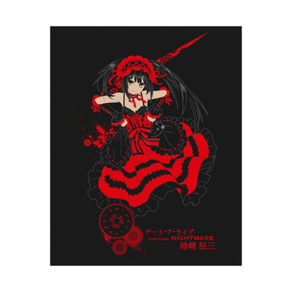 Anime Gothic Poster — Red &amp; Black Kurumi Nightcore Matte Vertical Print