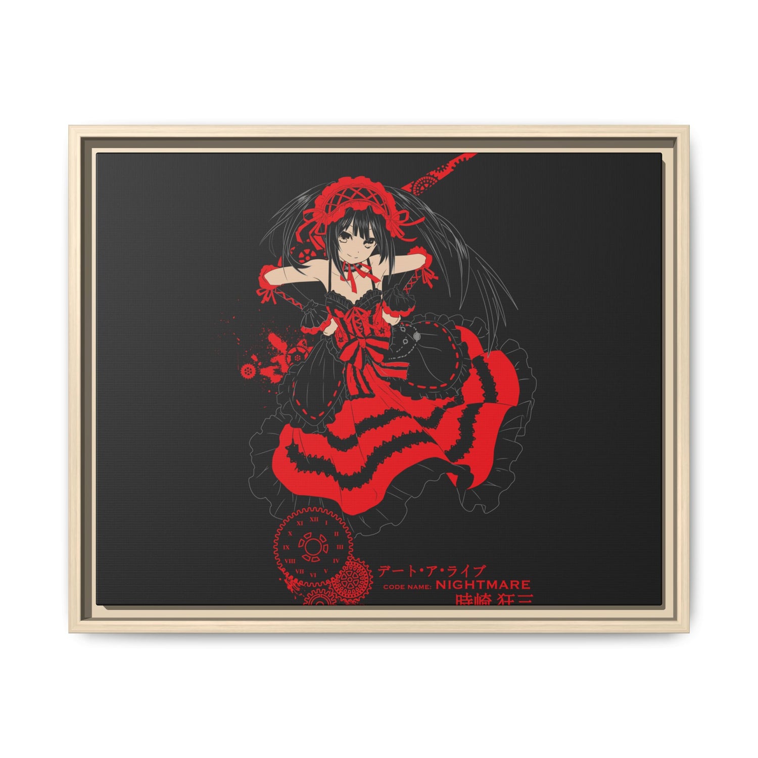 Anime Warrior Red Black Matte Canvas Print — Framed Wall Art