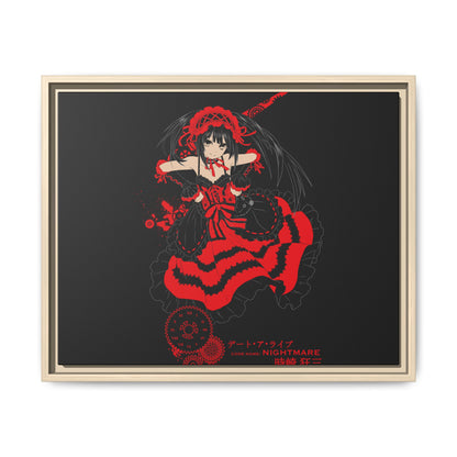 Anime Warrior Red Black Matte Canvas Print — Framed Wall Art