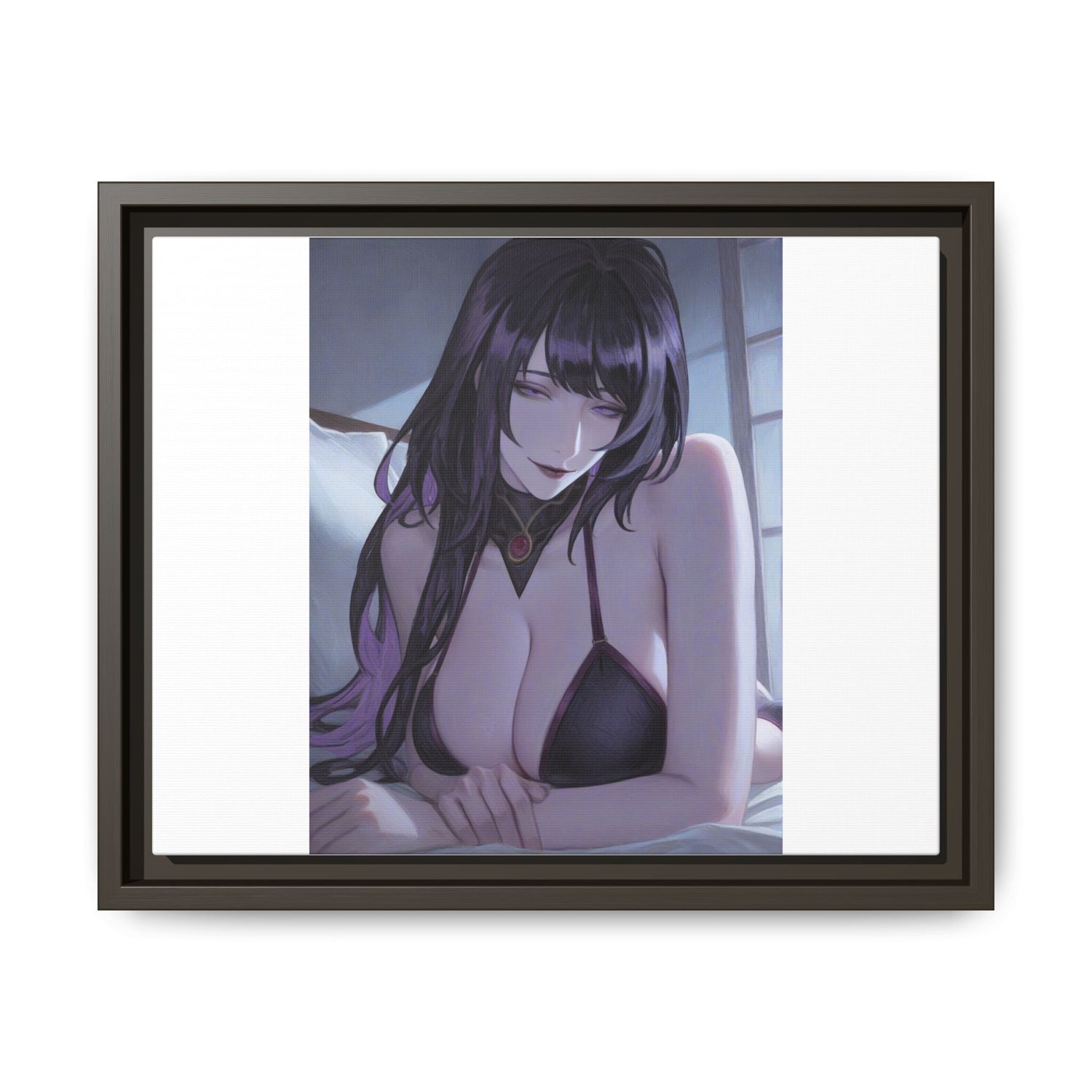 Framed Matte Canvas Print — Moody Anime Woman Portrait