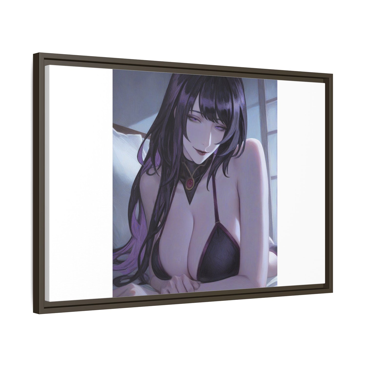 Framed Matte Canvas Print — Moody Anime Woman Portrait