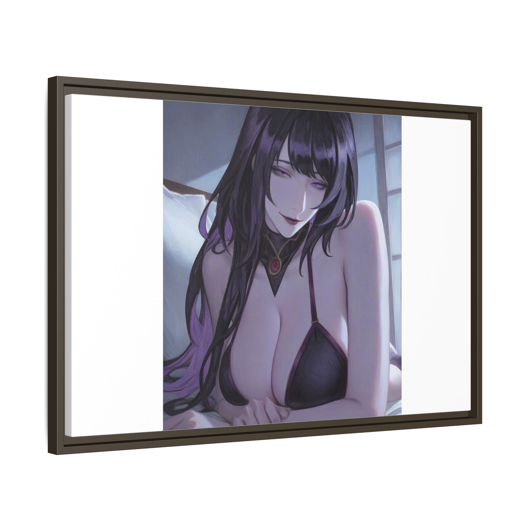 Framed Matte Canvas Print — Moody Anime Woman Portrait