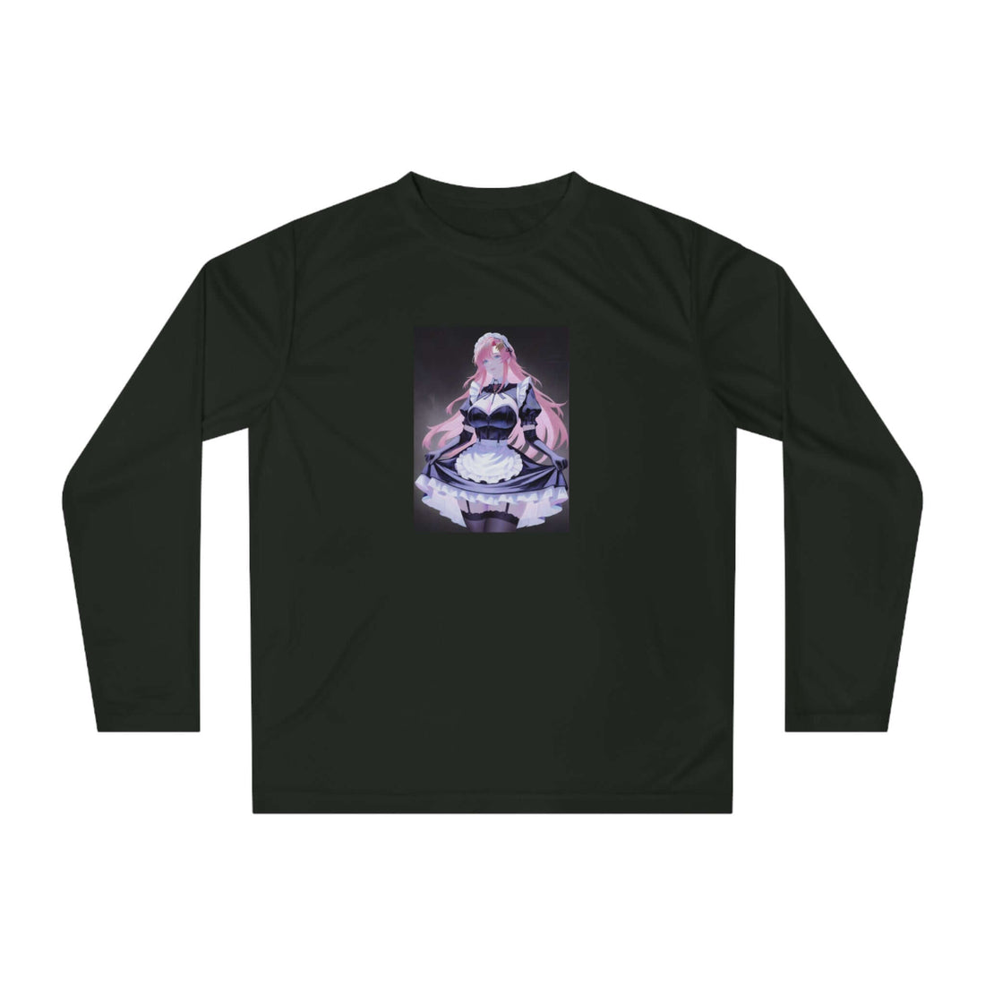 Anime Maid Art Long Sleeve Shirt — Pink-haired Fantasy Maid Graphic