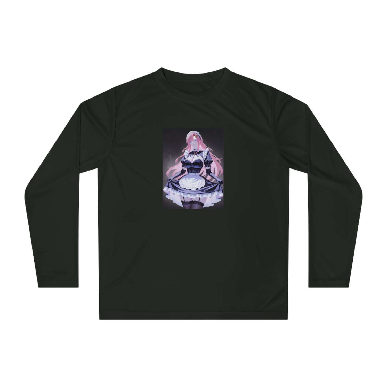 Anime Maid Art Long Sleeve Shirt — Pink-haired Fantasy Maid Graphic