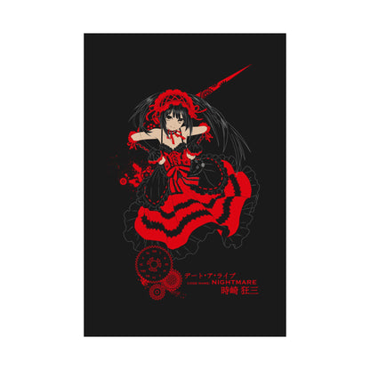 Anime Gothic Poster — Red &amp; Black Kurumi Nightcore Matte Vertical Print
