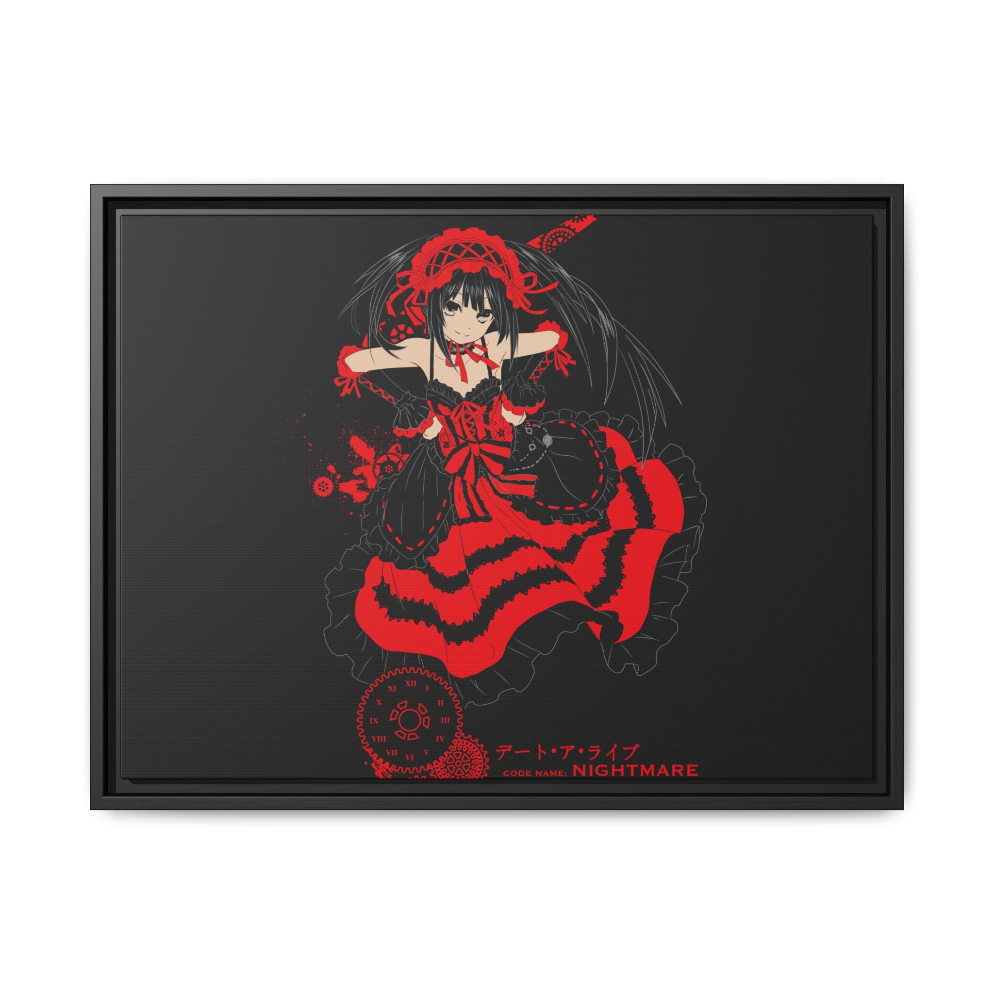 Anime Warrior Red Black Matte Canvas Print — Framed Wall Art