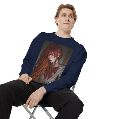 Anime Red-Headed Girl Sweatshirt — Gothic Schoolgirl Art Pullover