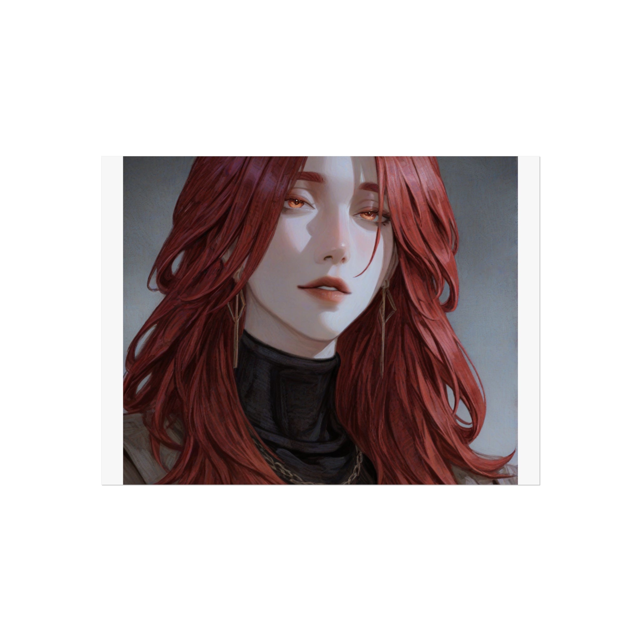Fine Art Poster — Red-Haired Gothic Portrait, Moody Decorative Wall Art
