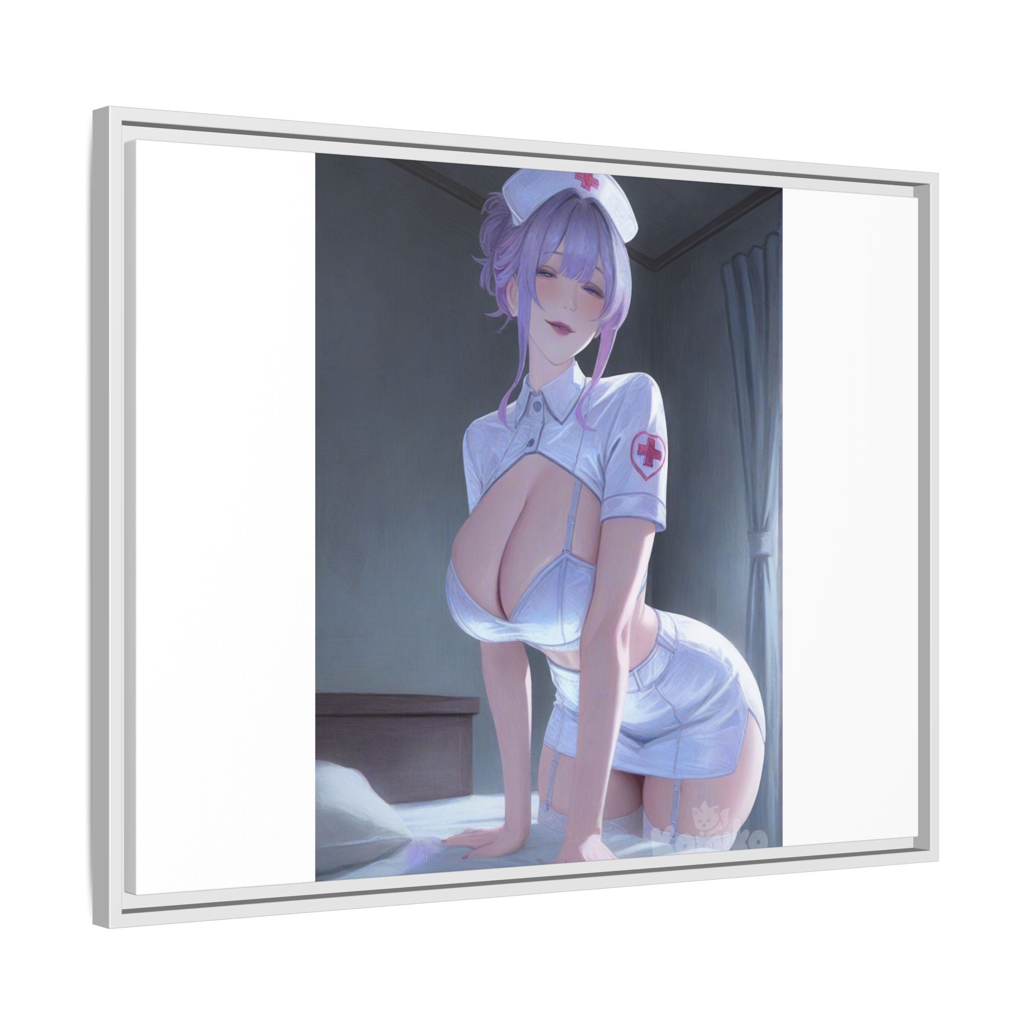 Sexy Anime Nurse Matte Canvas Print (Framed)