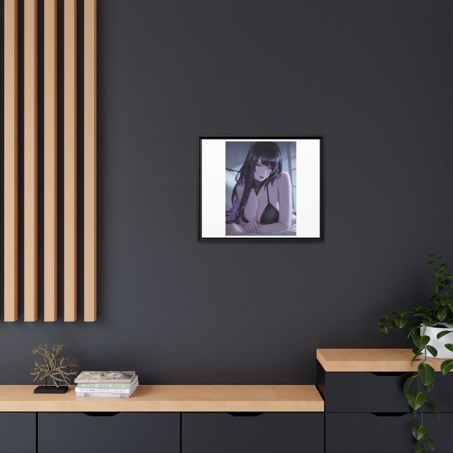 Framed Matte Canvas Print — Moody Anime Woman Portrait