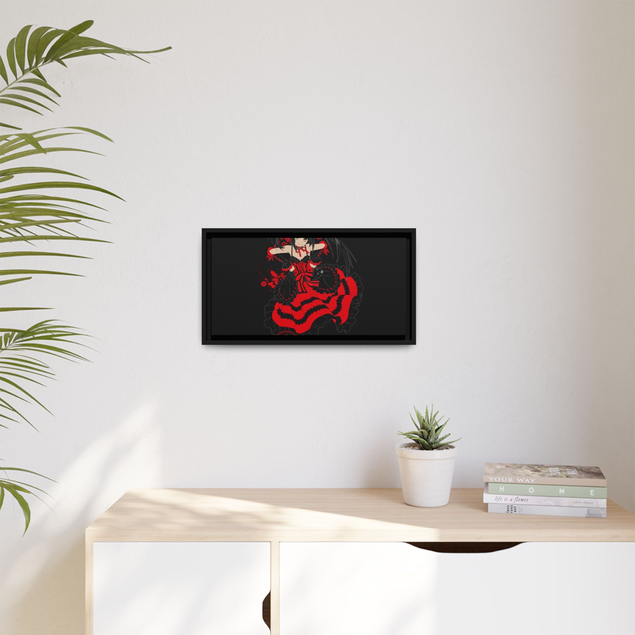 Anime Warrior Red Black Matte Canvas Print — Framed Wall Art