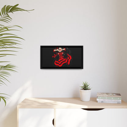 Anime Warrior Red Black Matte Canvas Print — Framed Wall Art