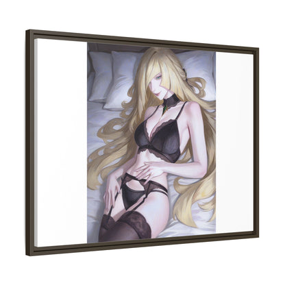 Framed Matte Canvas Print — Sleepy Blonde Anime Pinup