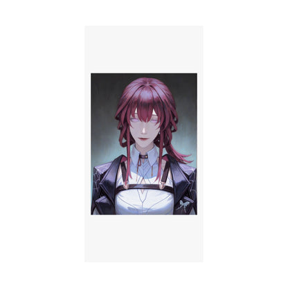 Anime Portrait Poster — Moody Red‑Haired Character Matte Vertical Art Print