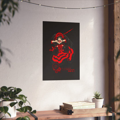 Anime Gothic Poster — Red &amp; Black Kurumi Nightcore Matte Vertical Print