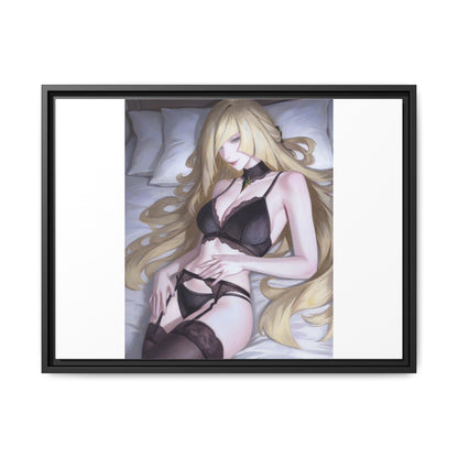 Framed Matte Canvas Print — Sleepy Blonde Anime Pinup