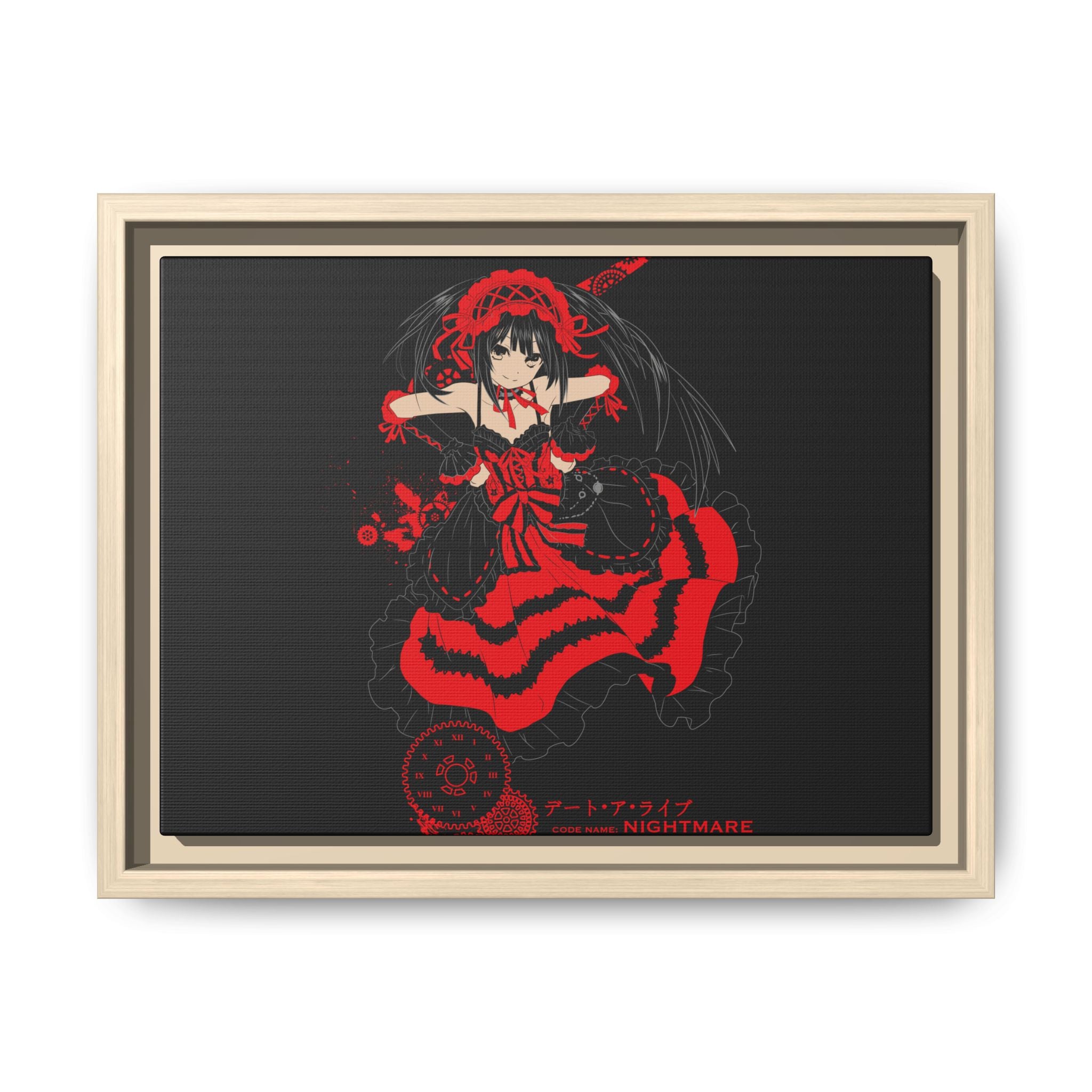 Anime Warrior Red Black Matte Canvas Print — Framed Wall Art