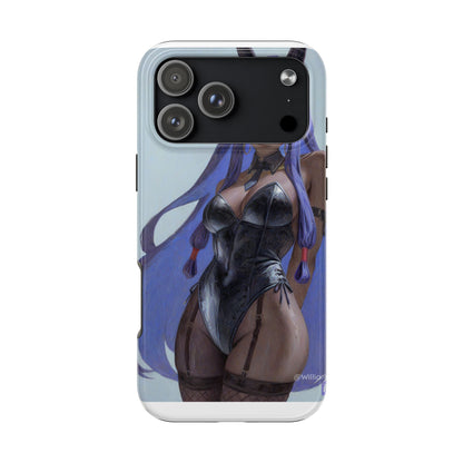 Bunny Girl Tough Phone Case — Anime Purple-Haired Character Protective Cover